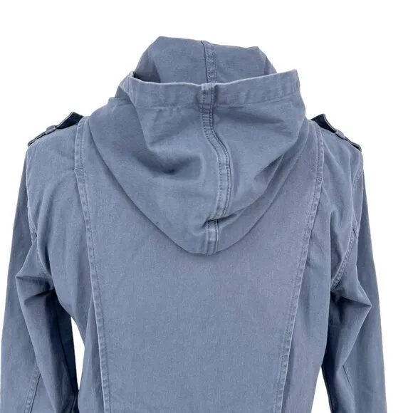 Market &amp; Spruce Hooded Utility Jacket Blue Size XS NWT