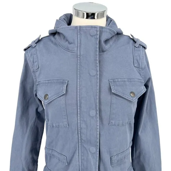 Market &amp; Spruce Hooded Utility Jacket Blue Size XS NWT