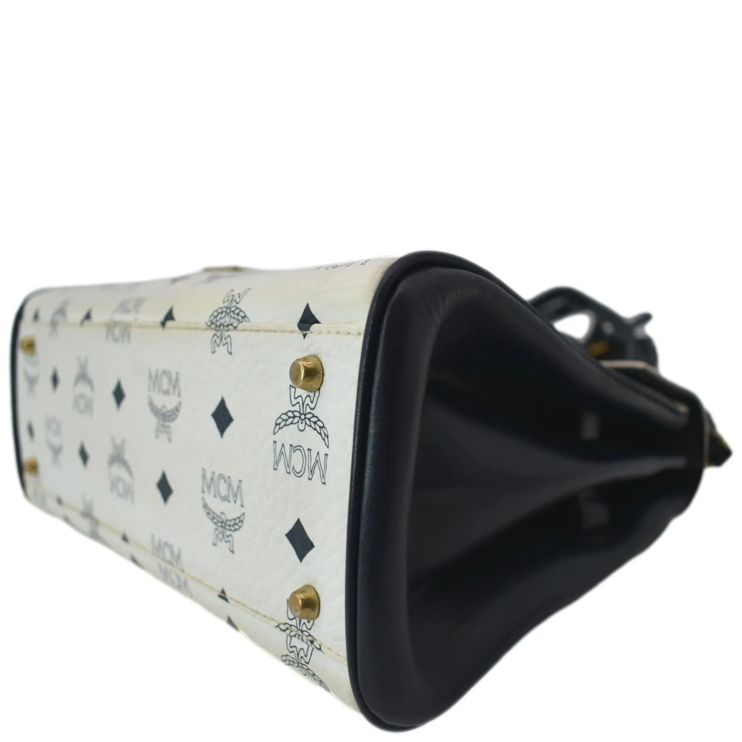MCM Mini Kelly Visetos Coated Canvas Shoulder Bag White