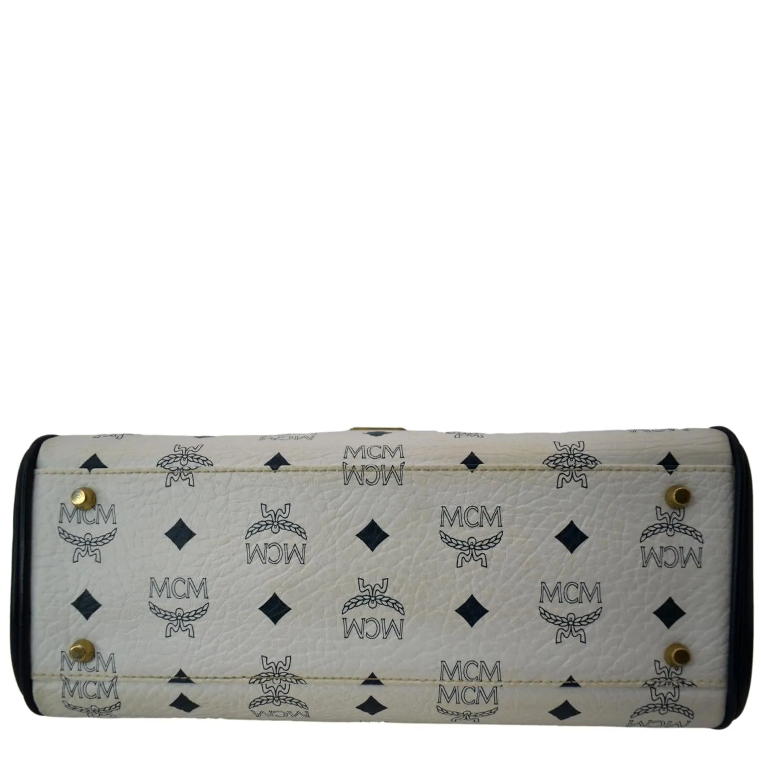 MCM Mini Kelly Visetos Coated Canvas Shoulder Bag White