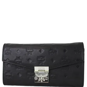 MCM Patricia Monogram Leather Crossbody Chain Wallet Black