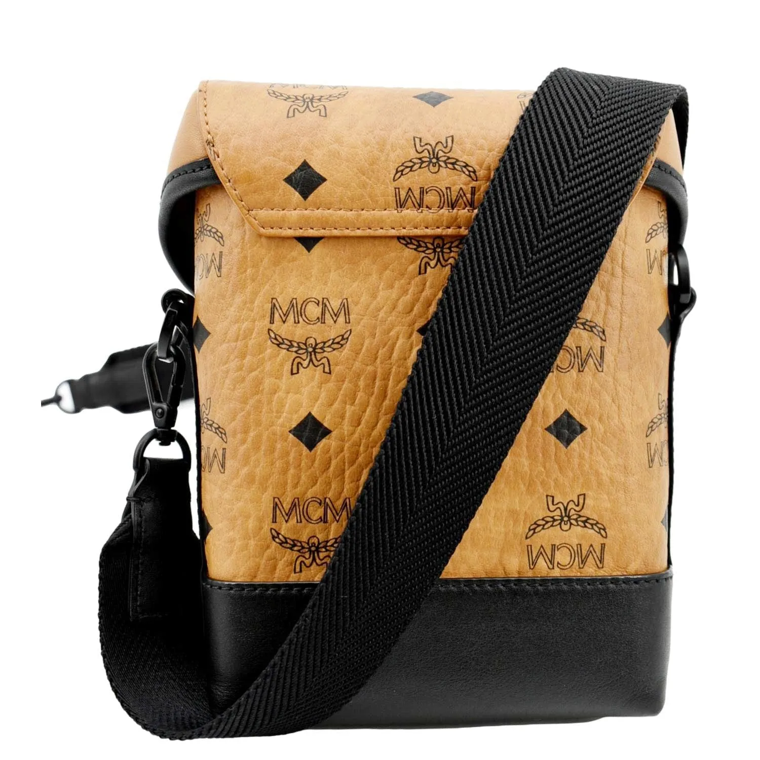 MCM Portuna Visetos Monogram Canvas Crossbody Bag Cognac
