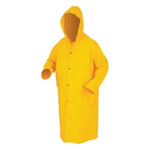 MCR Safety Classic Rain Coat, Detachable Hood, 0.35 mm PVC/Polyester, Yellow, 49 in X-Large, 200CXL
