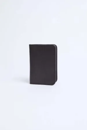 Men Card Holder Logo Embellished Genuine Leather Black