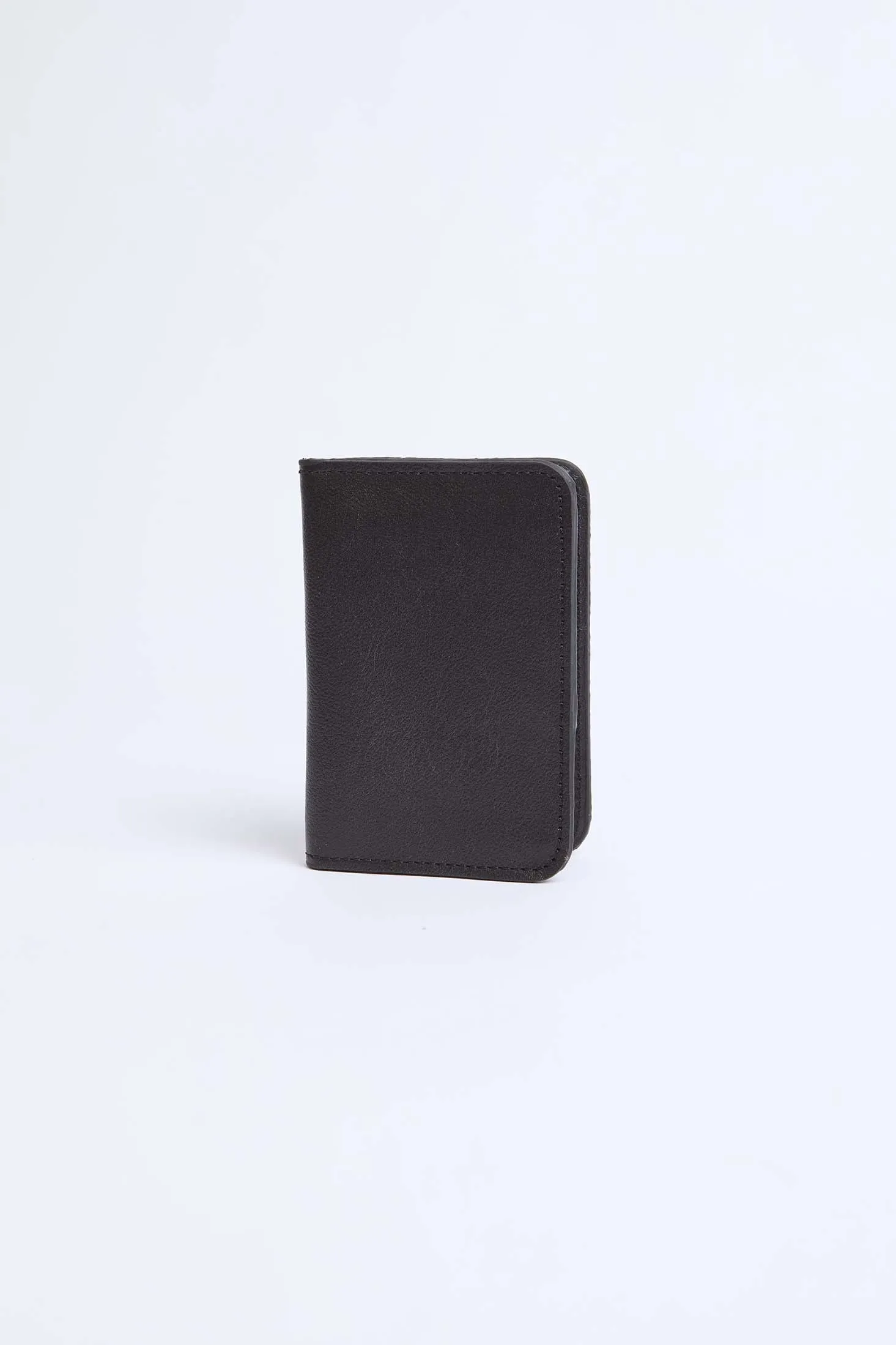 Men Card Holder Logo Embellished Genuine Leather Black