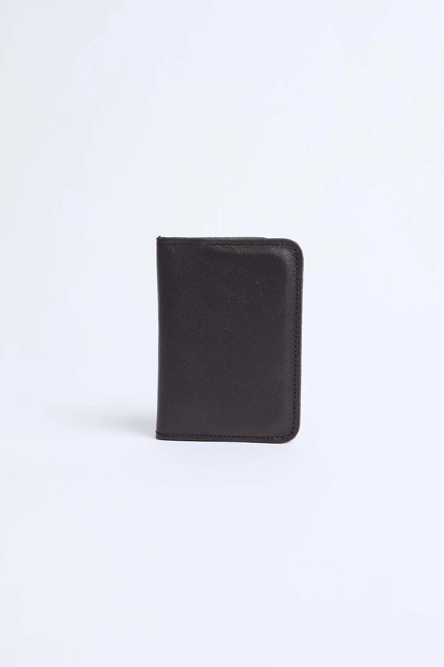 Men Card Holder Logo Embellished Genuine Leather Black