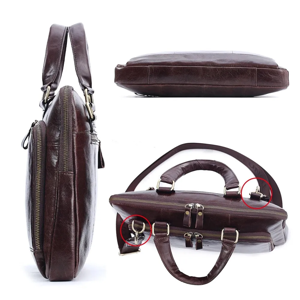 Men's Briefcase Cowhide 14 inches Laptop Handbags