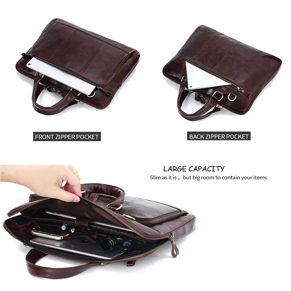 Men's Briefcase Cowhide 14 inches Laptop Handbags