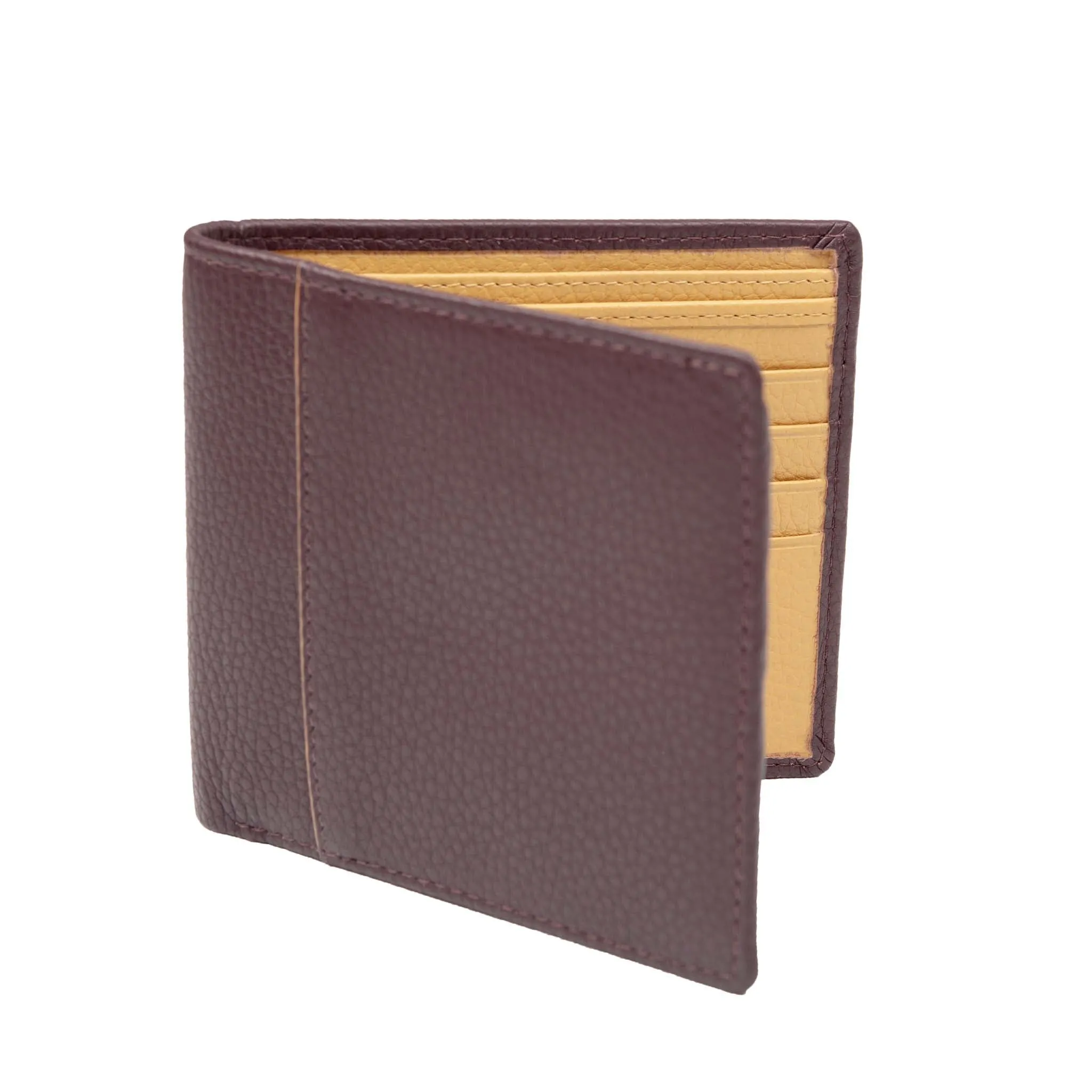 Men's Slim Pebble Grain Leather Bifold Wallet with RFID Blocking