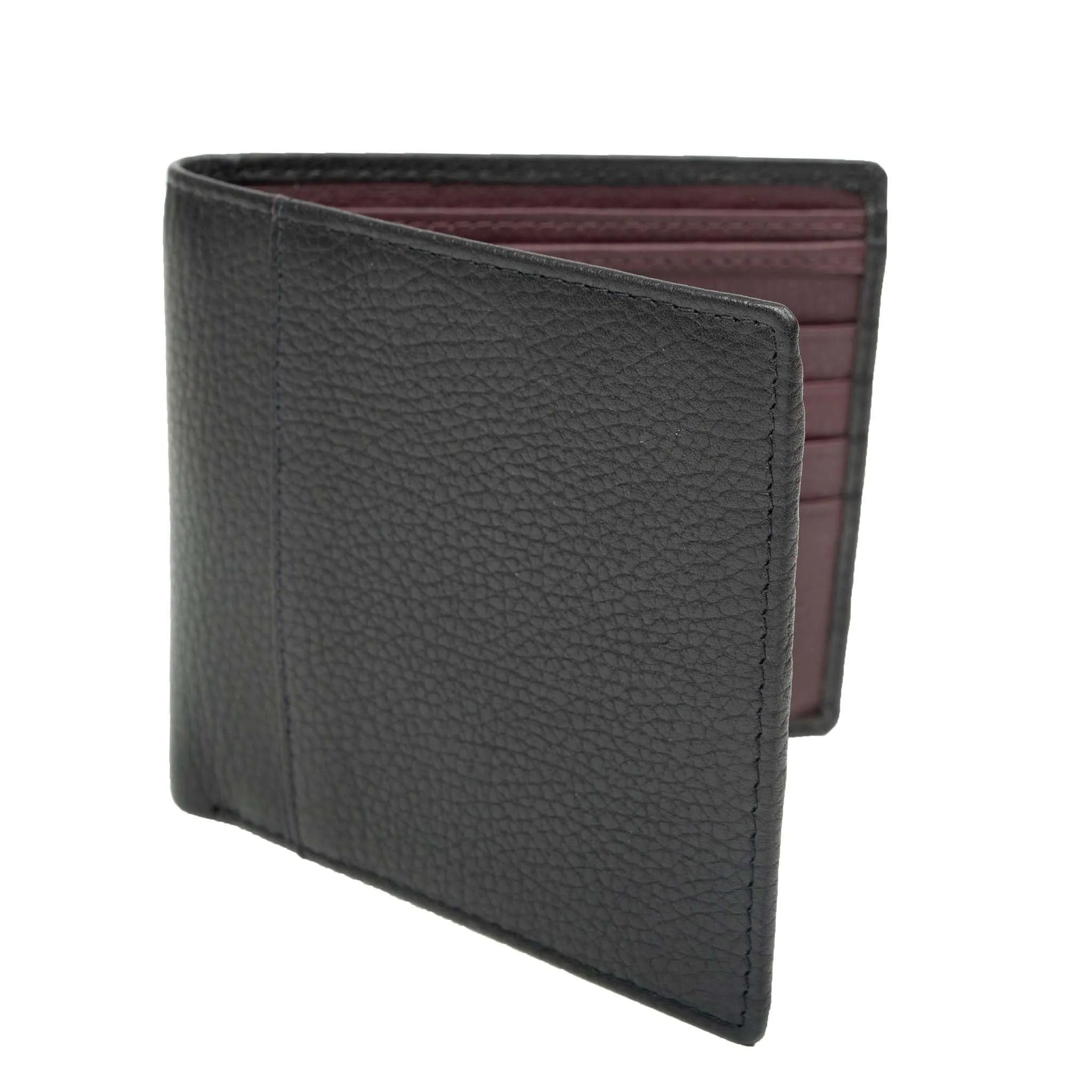 Men's Slim Pebble Grain Leather Bifold Wallet with RFID Blocking