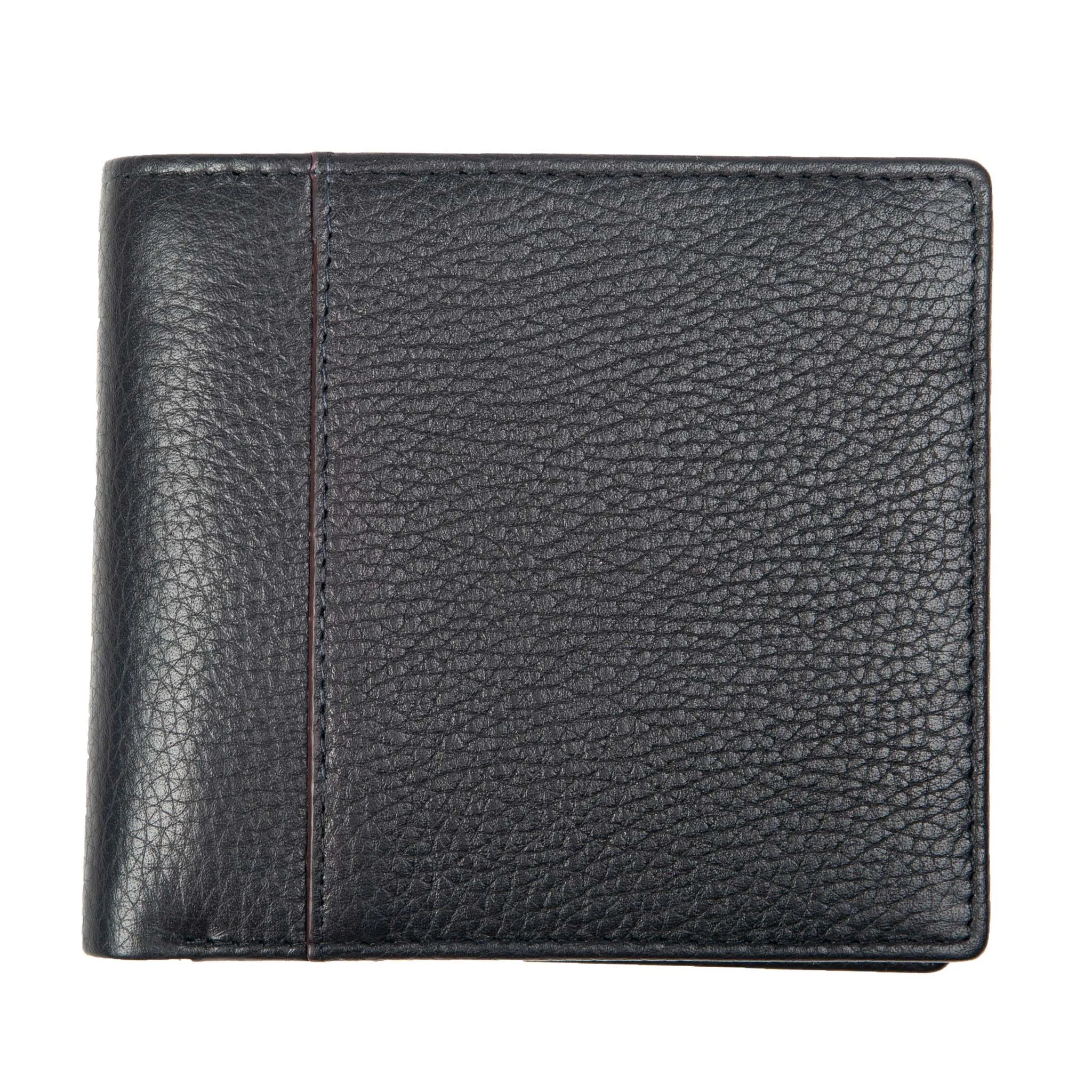 Men's Slim Pebble Grain Leather Bifold Wallet with RFID Blocking