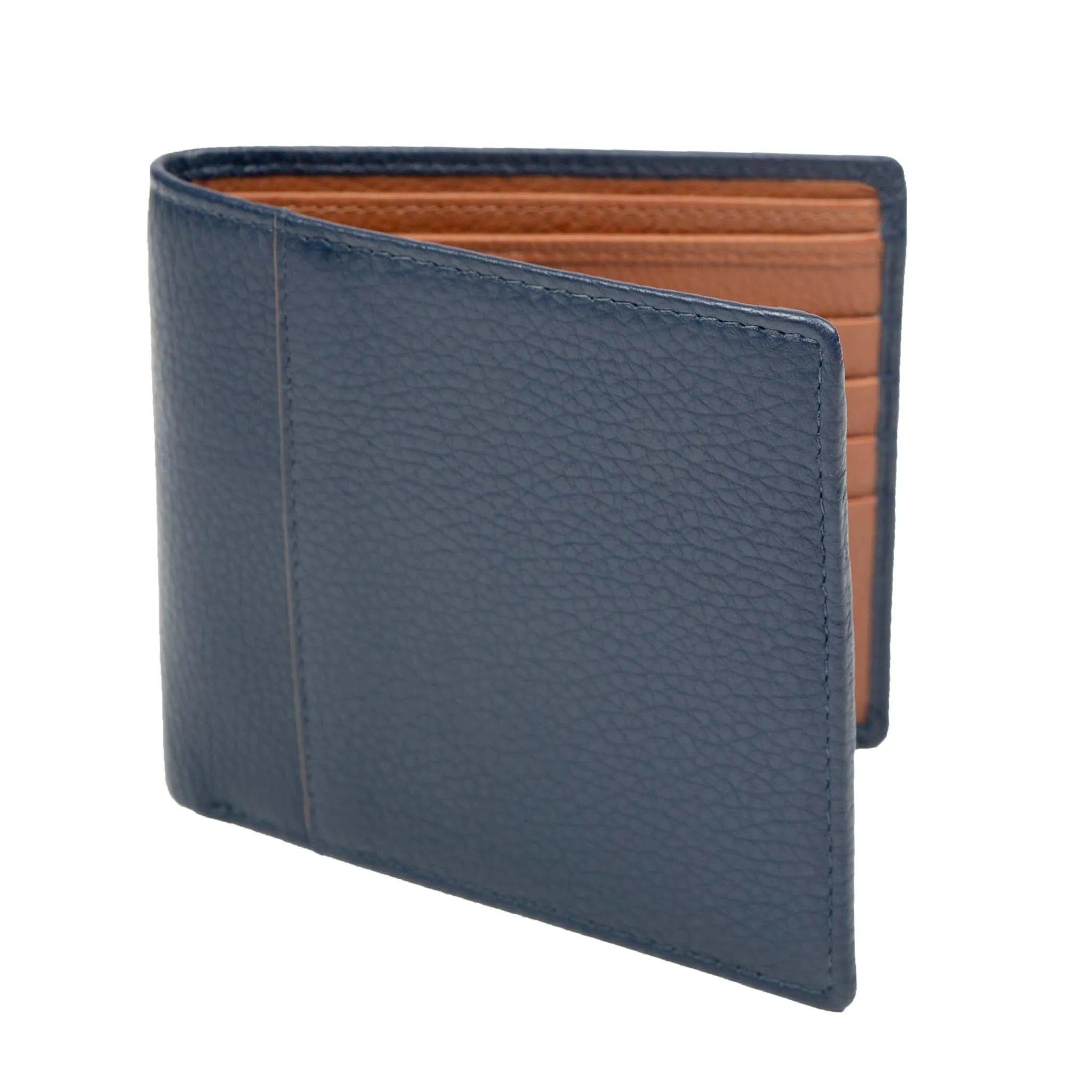 Men's Slim Pebble Grain Leather Bifold Wallet with RFID Blocking
