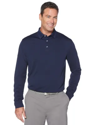 Mens Solid Long Sleeve Polo