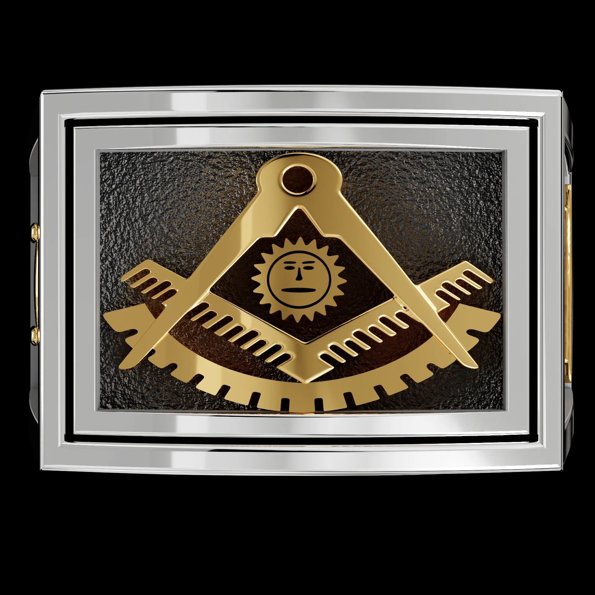 Men's Two-Tone Past Master 925 Sterling Silver and 14k Yellow Gold Masonic Ring