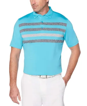 Mens Ventilated Space Dye Chest Stripe Polo