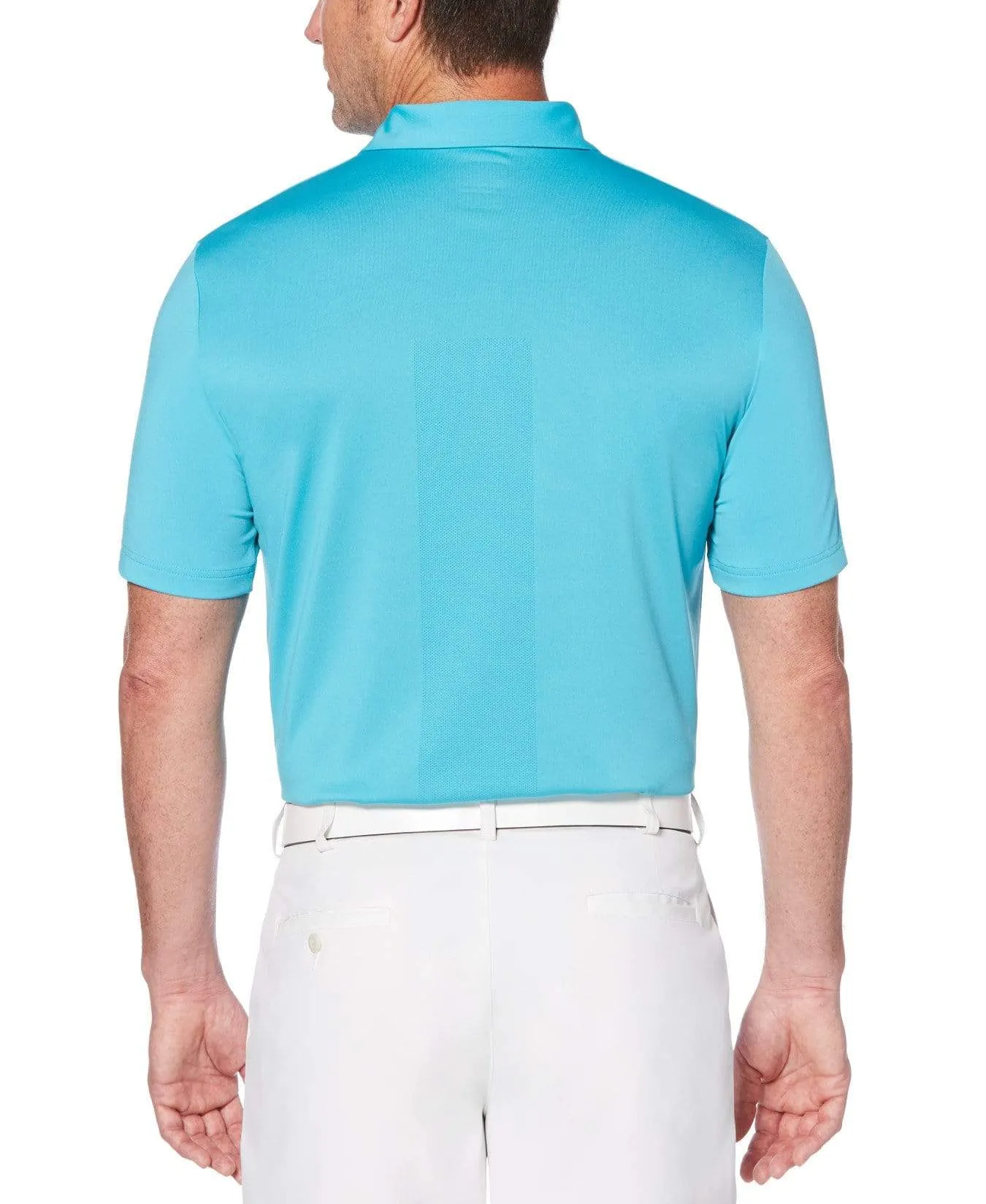 Mens Ventilated Space Dye Chest Stripe Polo