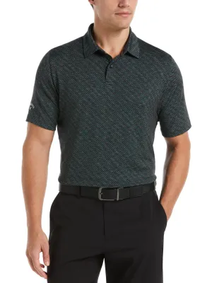 Mens Ventilated Space Dye Line Print Golf Polo