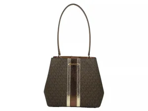 Michael Kors Medium Pratt Bucket Shoulder Bag Purse Brown