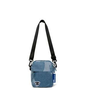 Moonface embroidered camo denim pouch