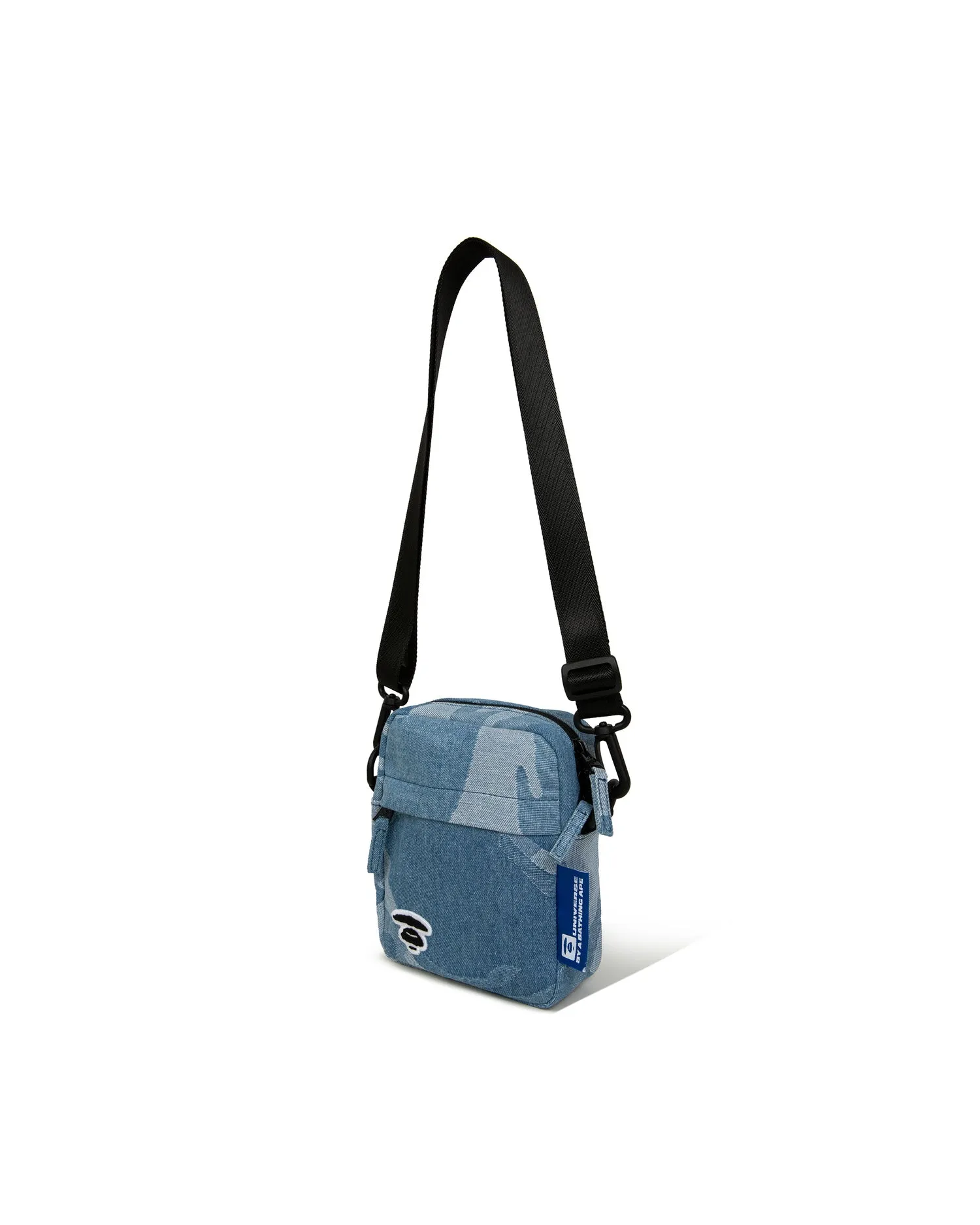 Moonface embroidered camo denim pouch