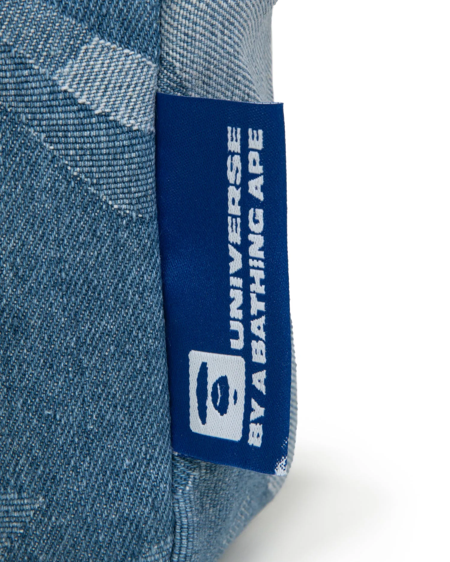 Moonface embroidered camo denim pouch
