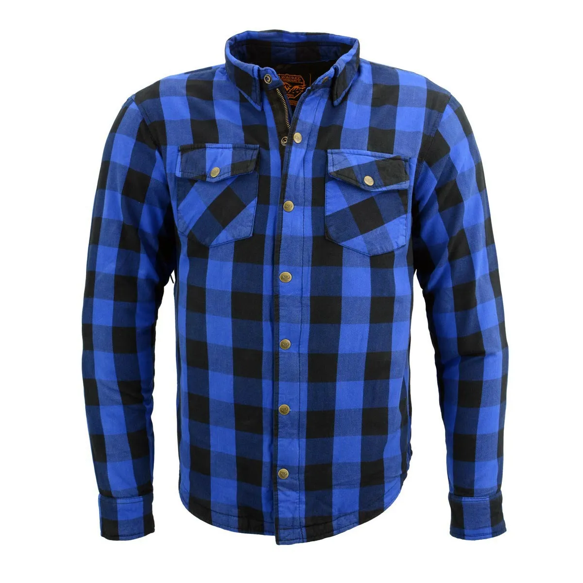 MPM1634 Men's Plaid Flannel Biker Shirt with CE Approved Armor - Reinforced w/ Aramid Fiber