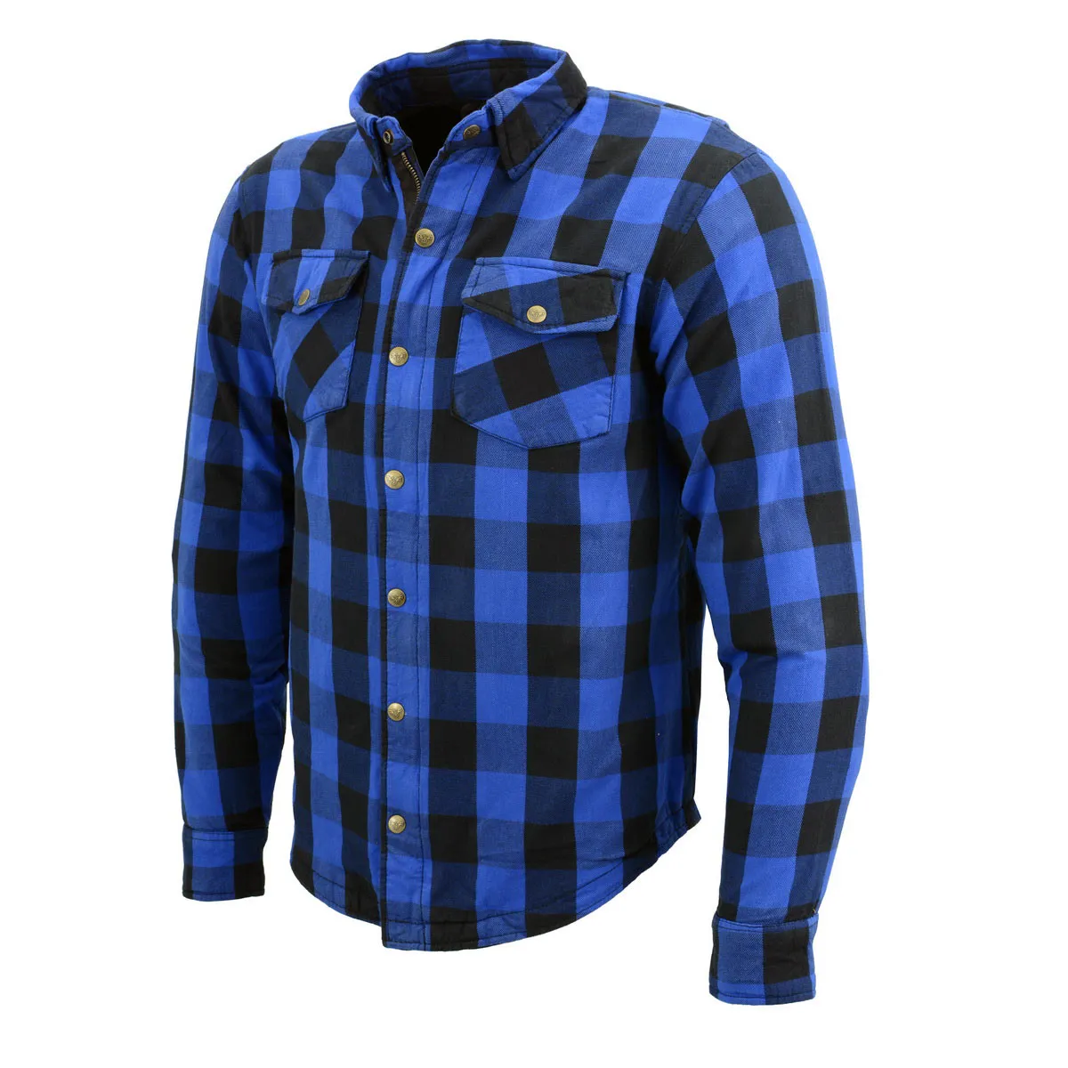 MPM1634 Men's Plaid Flannel Biker Shirt with CE Approved Armor - Reinforced w/ Aramid Fiber