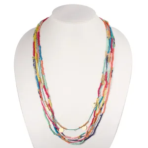 MULTICOLOR BEADS GOLD LAYER NECKLACE #RN81135 G.MULTI (SC5)