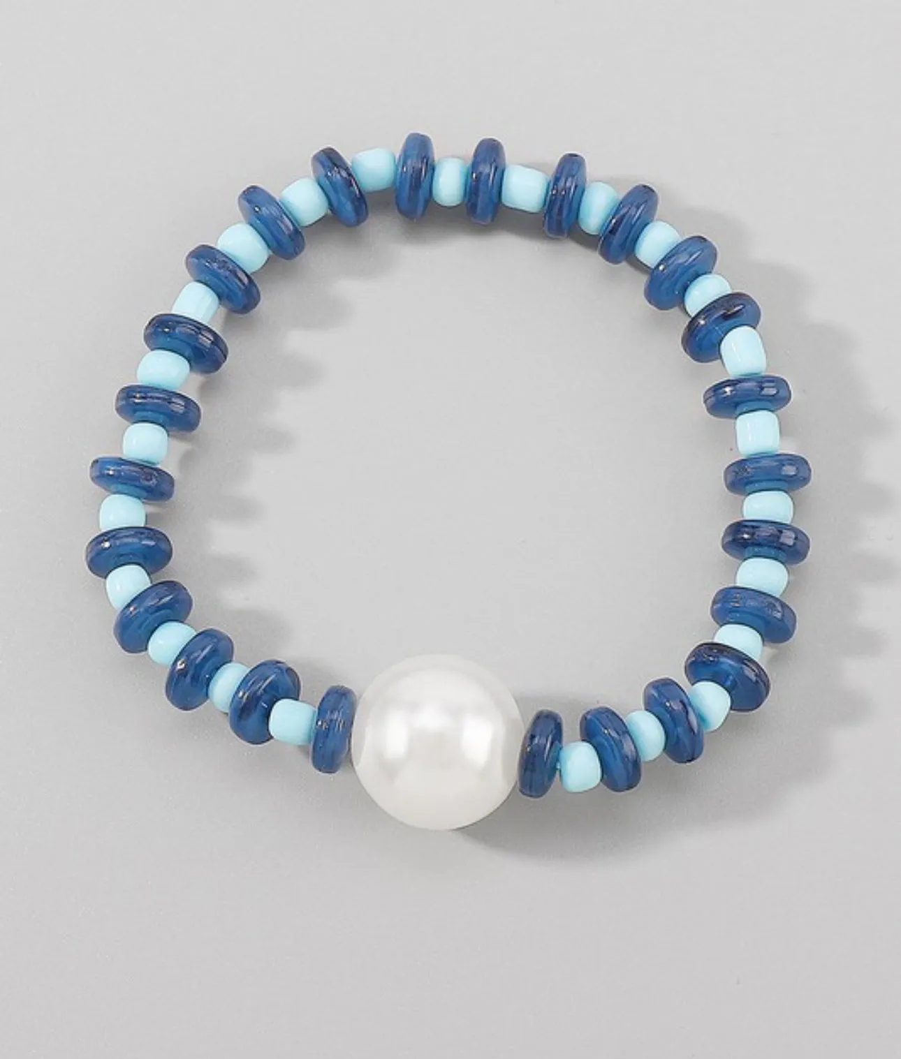 Multicolor Big Pearl Beaded Stretch Bracelet 5 Colors