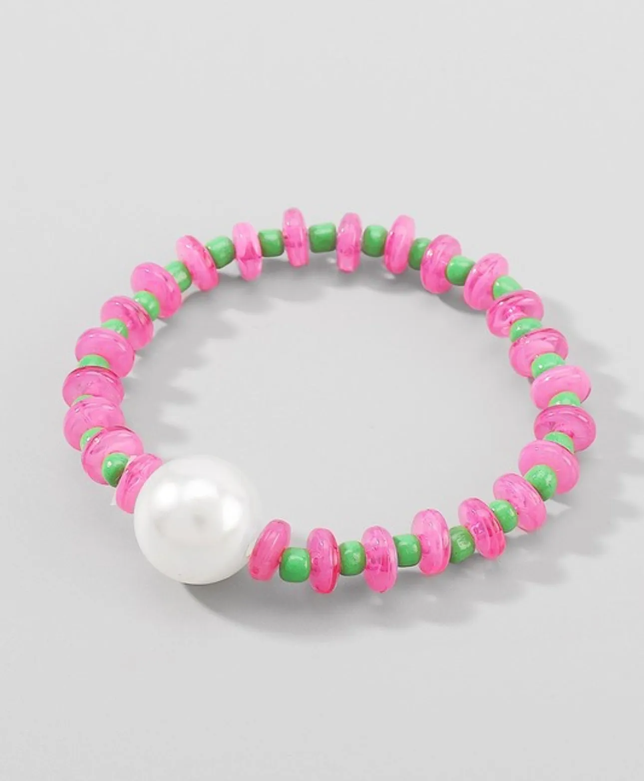 Multicolor Big Pearl Beaded Stretch Bracelet 5 Colors