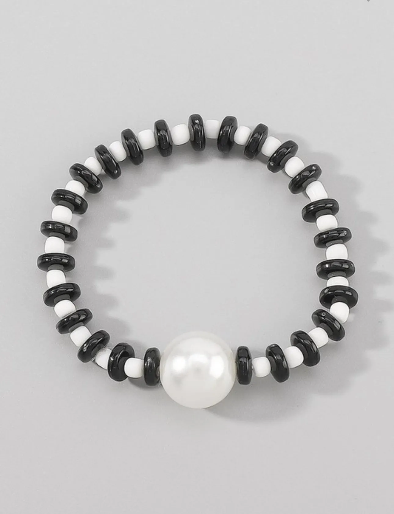 Multicolor Big Pearl Beaded Stretch Bracelet 5 Colors