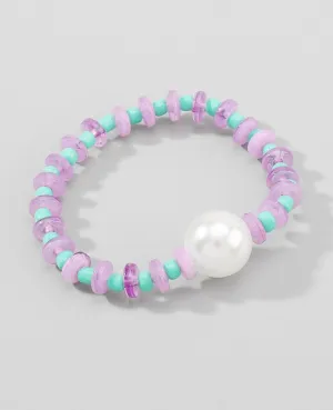 Multicolor Big Pearl Beaded Stretch Bracelet 5 Colors