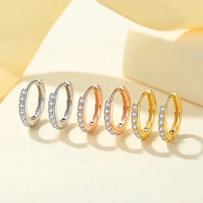 Multicolor Crystal Zirconia Hoop Earrings Stainless Steel Cartilage Helix Tragus Piercing