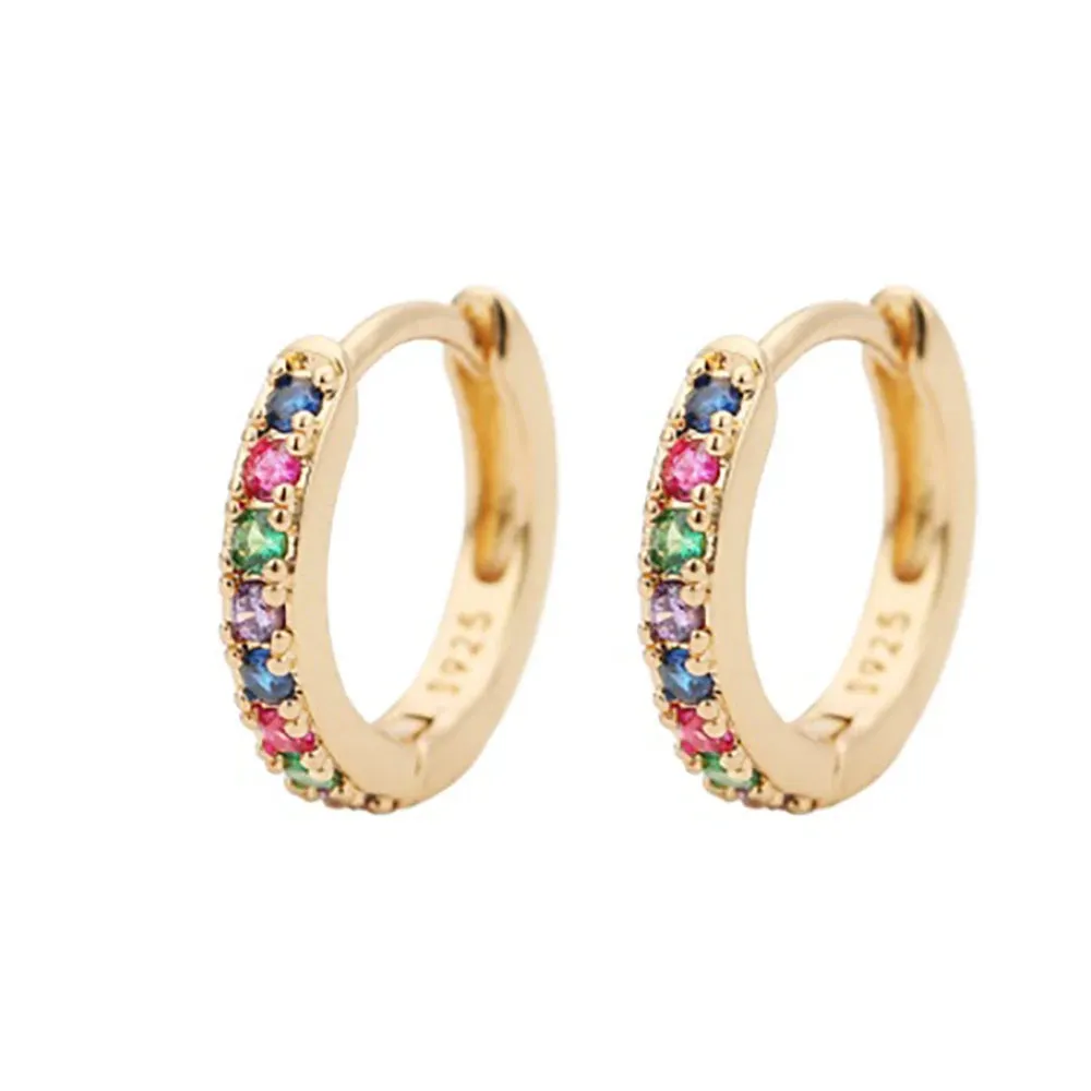 Multicolor Crystal Zirconia Hoop Earrings Stainless Steel Cartilage Helix Tragus Piercing