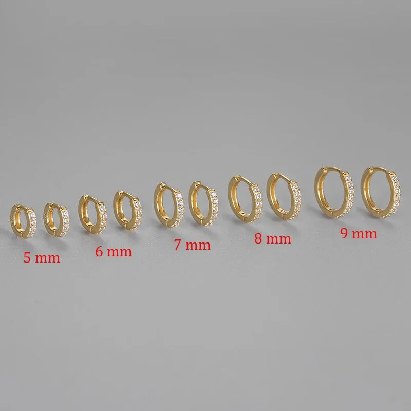 Multicolor Crystal Zirconia Hoop Earrings Stainless Steel Cartilage Helix Tragus Piercing