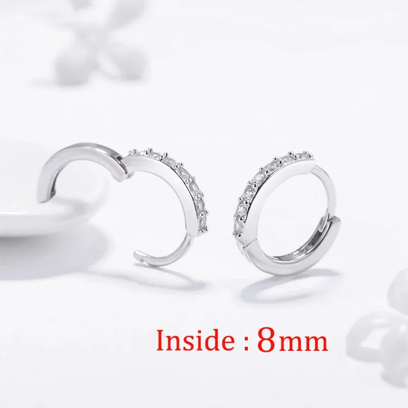 Multicolor Crystal Zirconia Hoop Earrings Stainless Steel Cartilage Helix Tragus Piercing