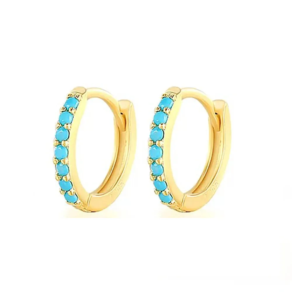 Multicolor Crystal Zirconia Hoop Earrings Stainless Steel Cartilage Helix Tragus Piercing