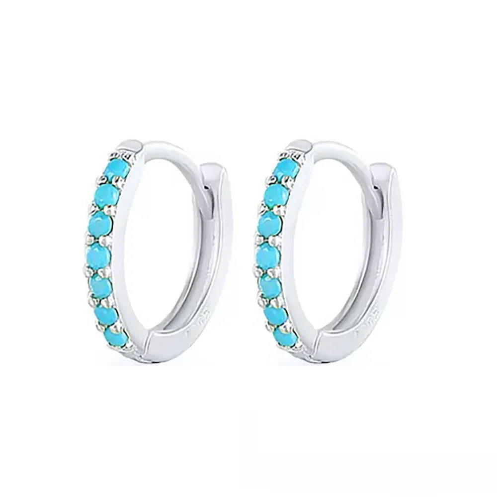 Multicolor Crystal Zirconia Hoop Earrings Stainless Steel Cartilage Helix Tragus Piercing