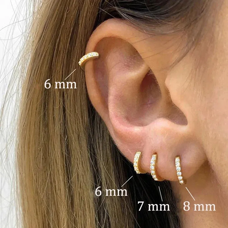 Multicolor Crystal Zirconia Hoop Earrings Stainless Steel Cartilage Helix Tragus Piercing