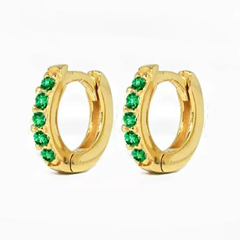 Multicolor Crystal Zirconia Hoop Earrings Stainless Steel Cartilage Helix Tragus Piercing