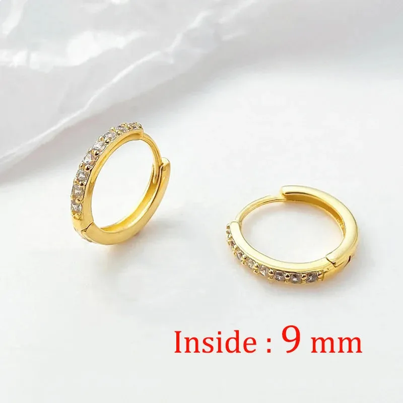 Multicolor Crystal Zirconia Hoop Earrings Stainless Steel Cartilage Helix Tragus Piercing
