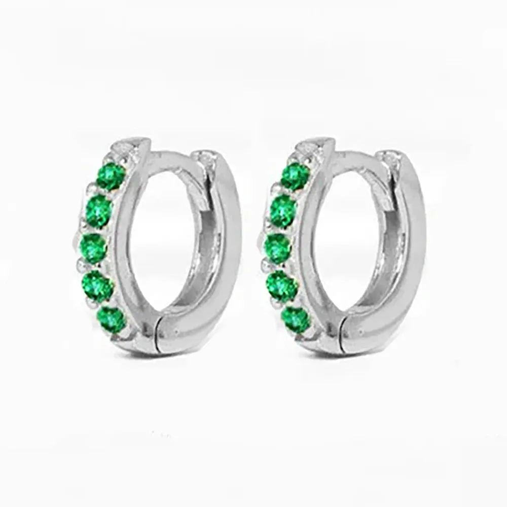 Multicolor Crystal Zirconia Hoop Earrings Stainless Steel Cartilage Helix Tragus Piercing