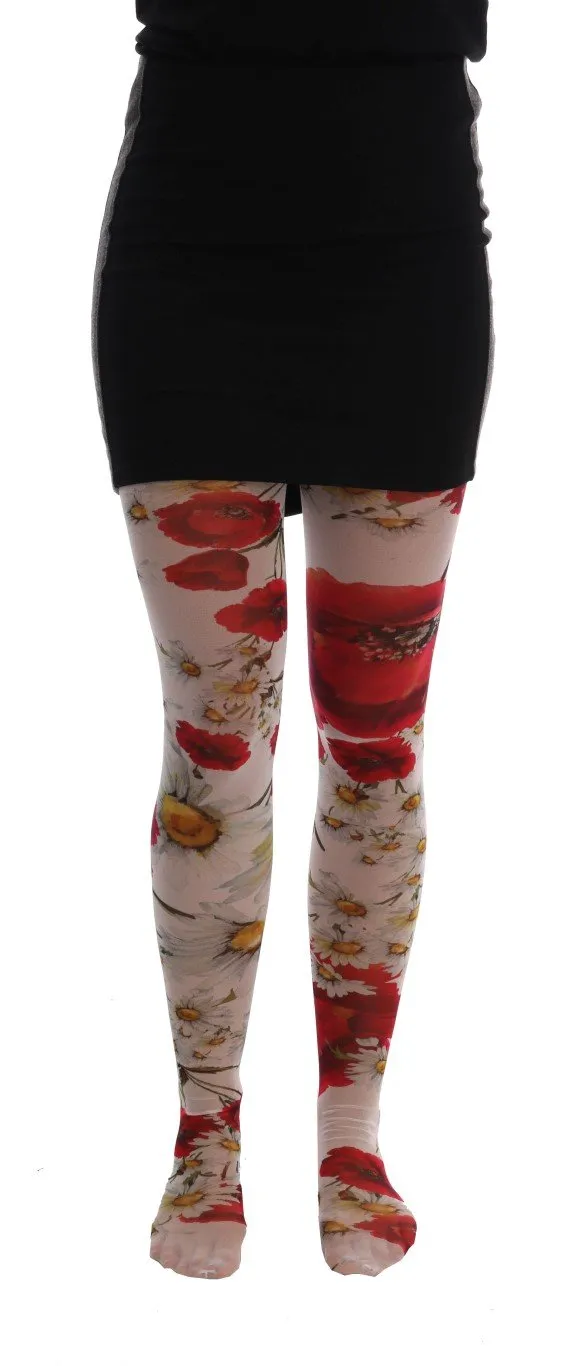 Multicolor Daisy Floral Print Stockings Tights