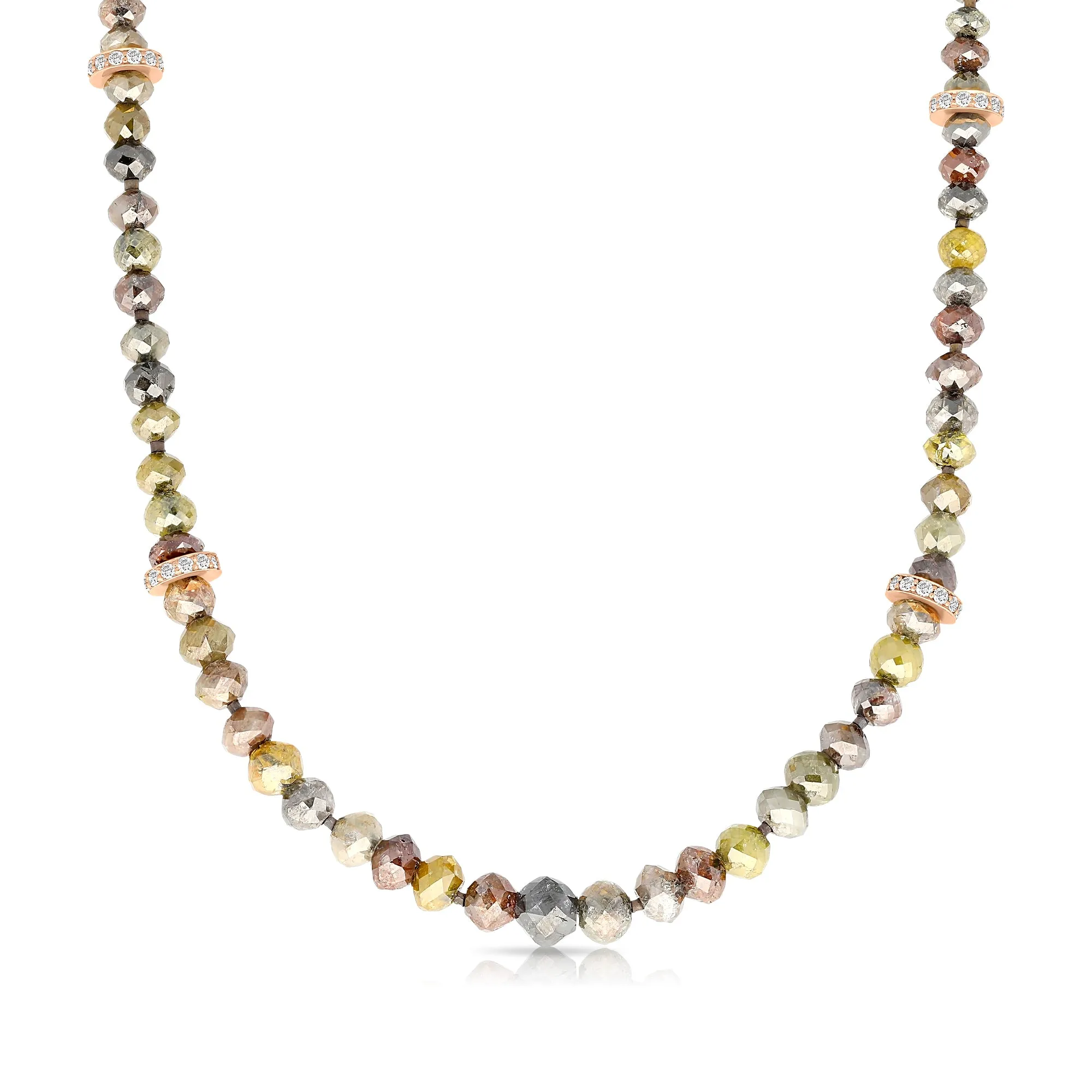 Multicolored Diamond Beaded Necklace - 89 Carat