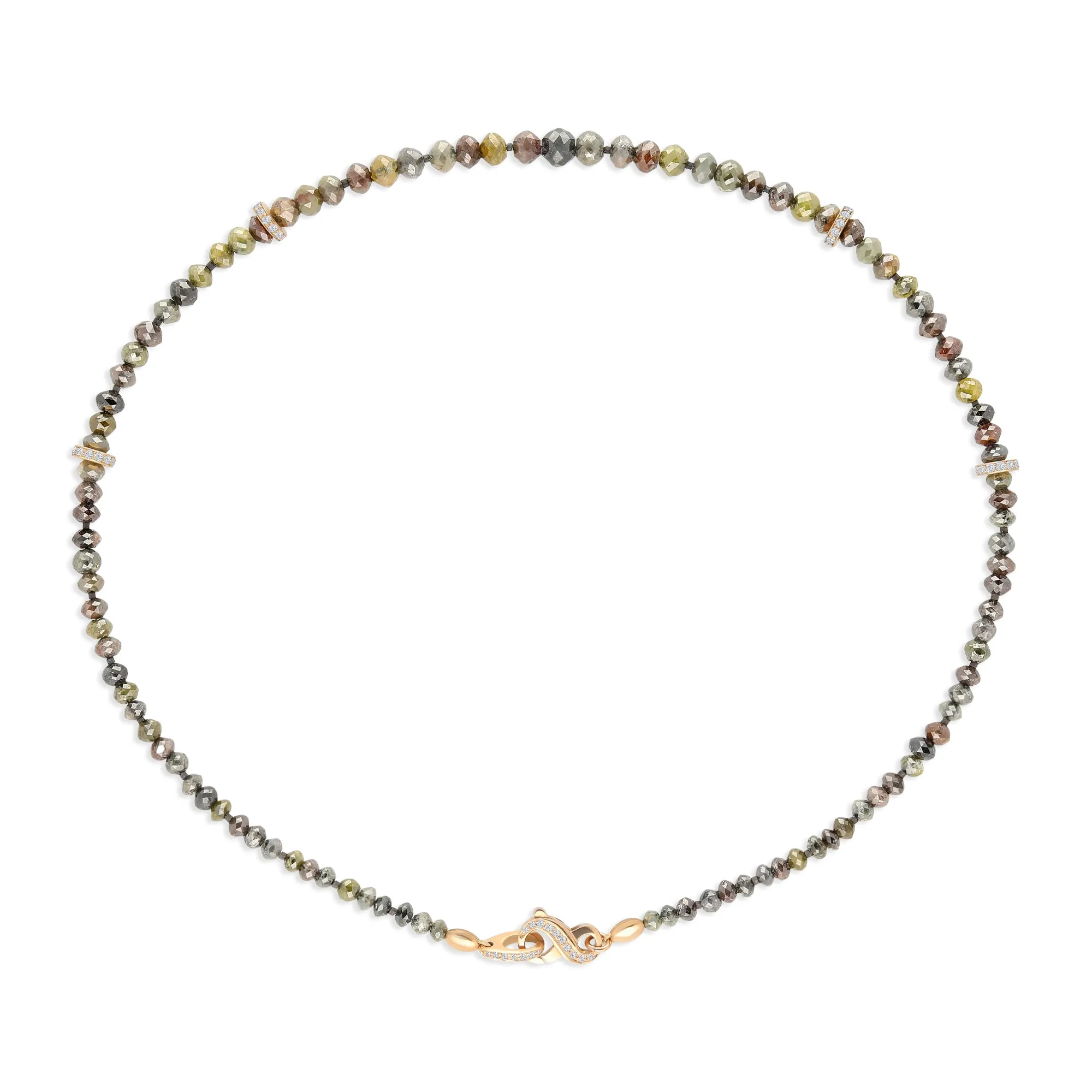 Multicolored Diamond Beaded Necklace - 89 Carat