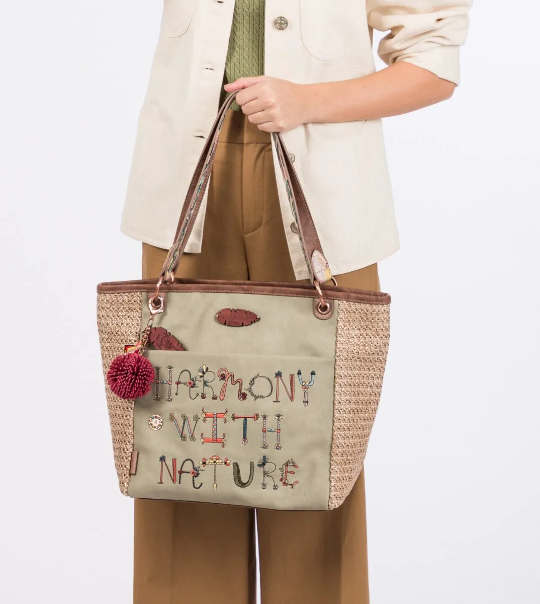 Nature raffia shopping bag