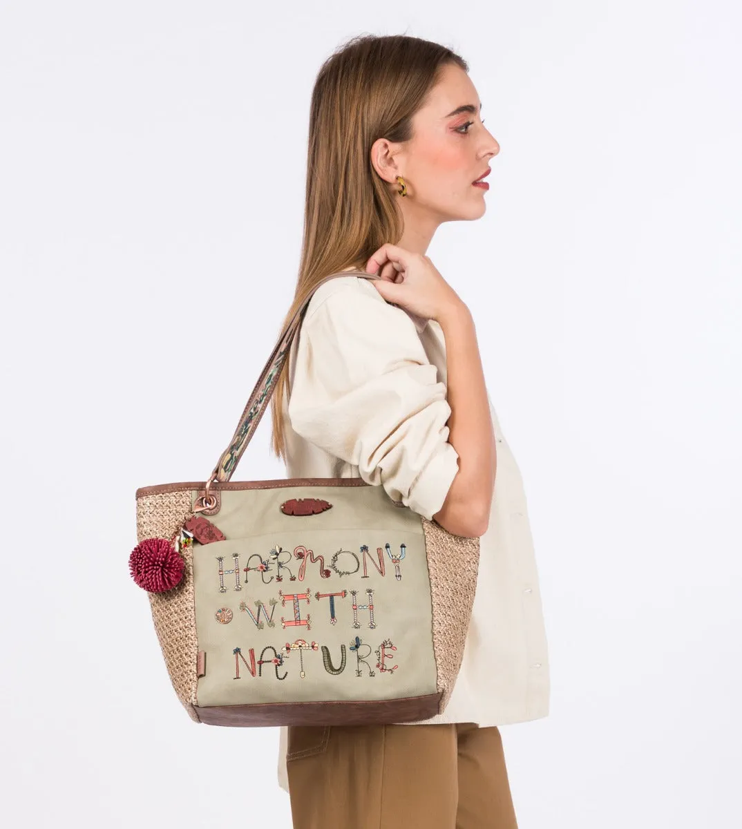 Nature raffia shopping bag