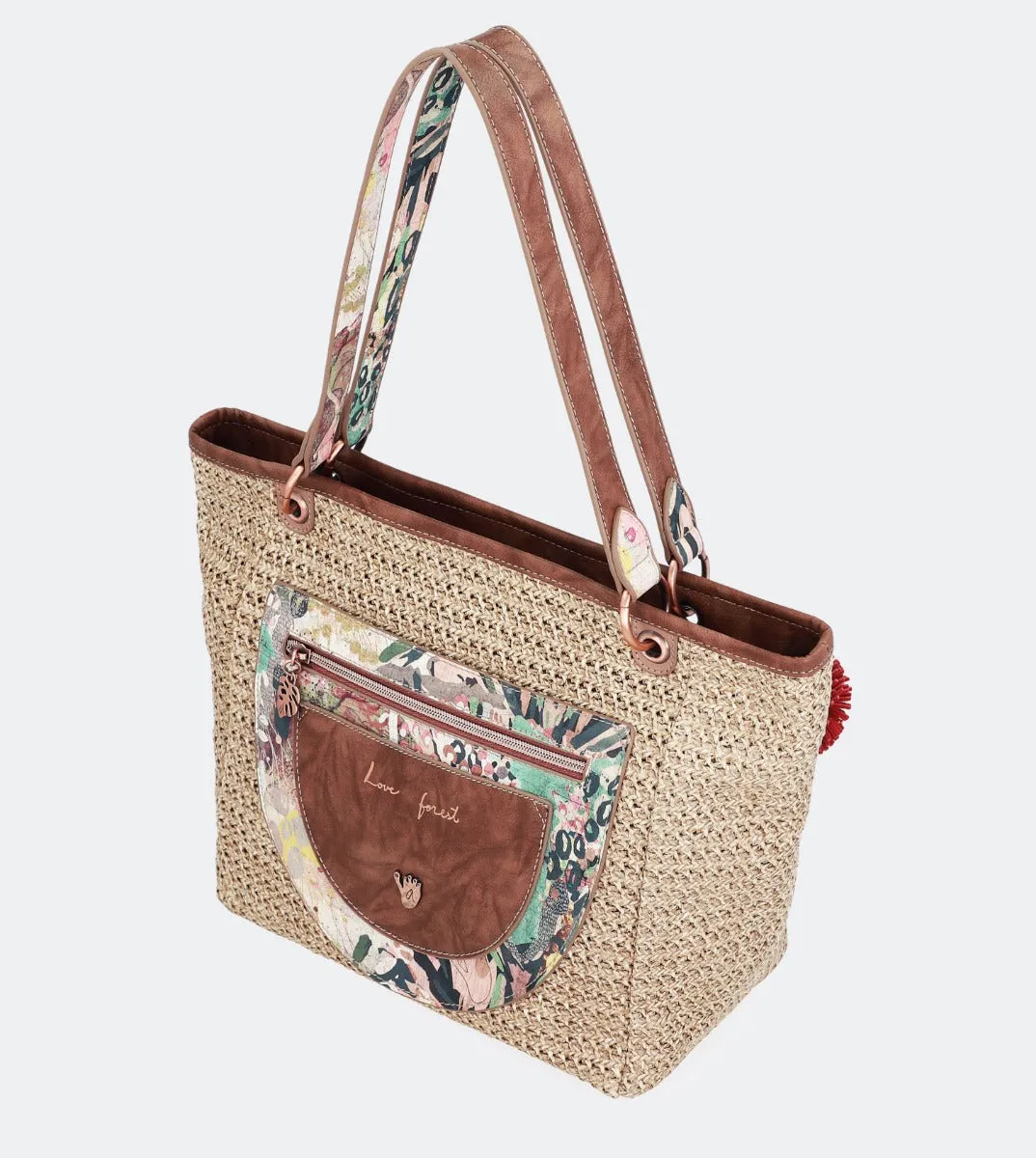 Nature raffia shopping bag