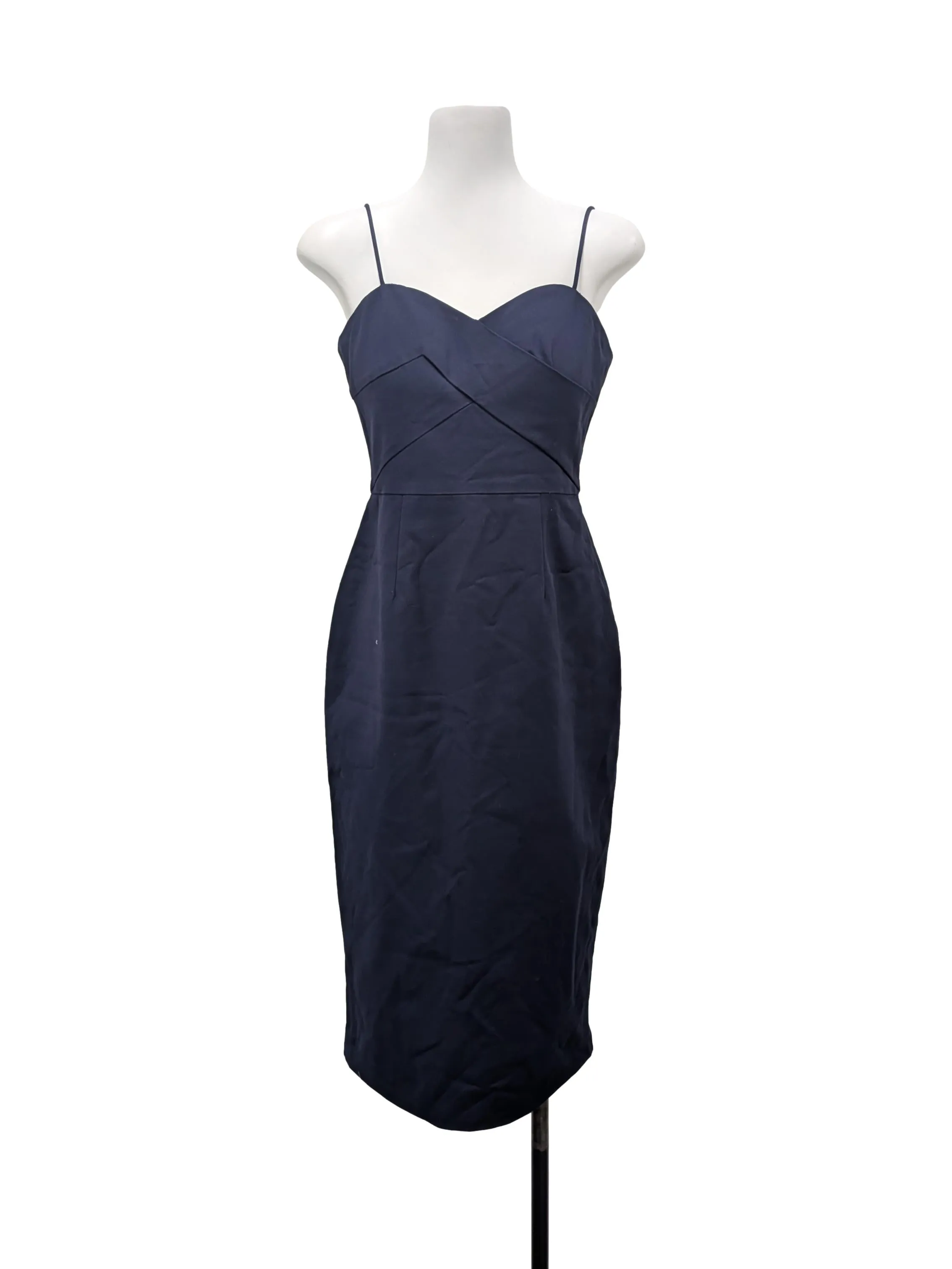 Navy Patterned Strapped Dress