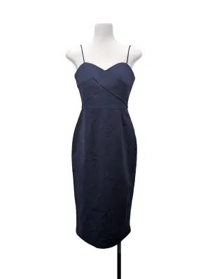 Navy Patterned Strapped Dress